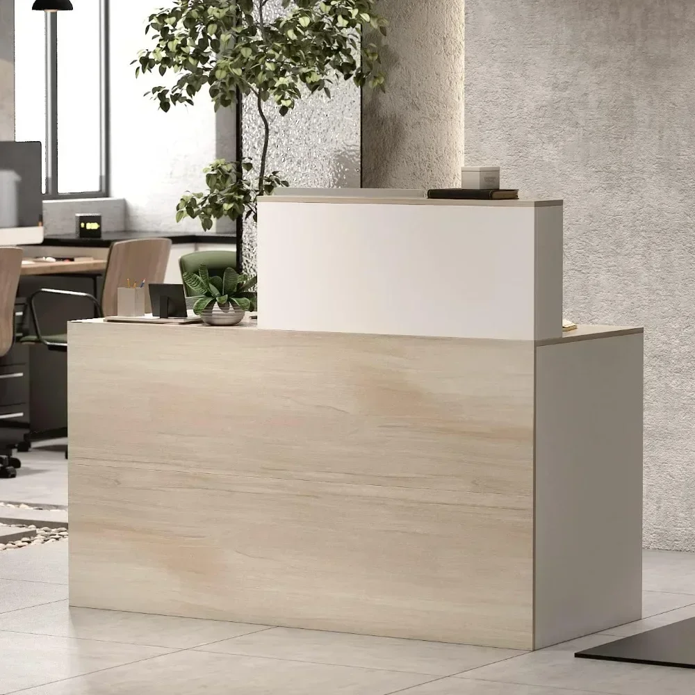 

Reception Desk with Counter & Lockable Srotage Drawers, for Salon Reception Room Checkout Office, (55.1" L x 23.6" W x 43.3" H)