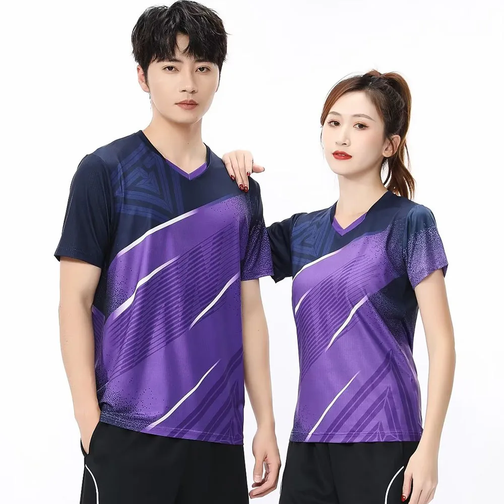 Men Women Kids Tennis Ping Pong T-shirt Short Sleeve Sports Tops Quick Dry Couple Family Summer Badminton Volleyball Jersey 2023