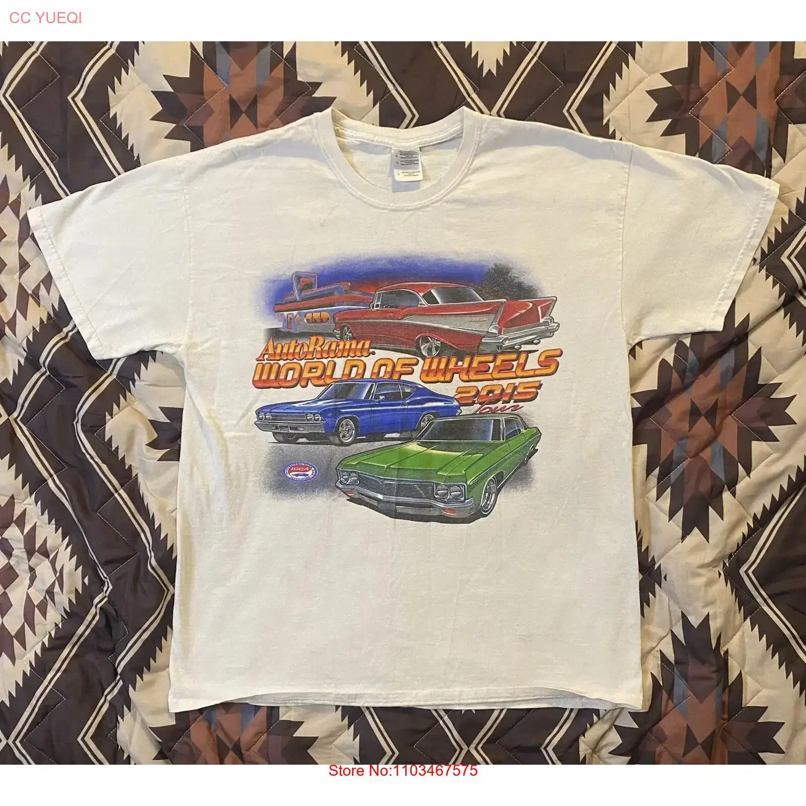Camiseta Autorama World Of Wheels de 2 lados, desbotada, Hot Rods, tamanho grande, vintage, lavada, unissex, casual, masculina, elegante