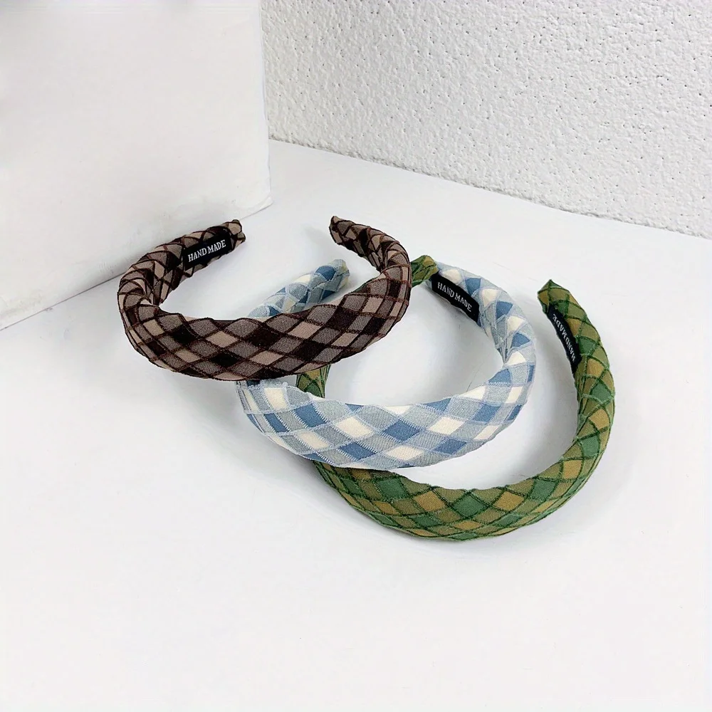 

A Plaid Sponge Rainbow Wide Hairband, College-style Sports Hairband, Casual Hair Accessories for Women.