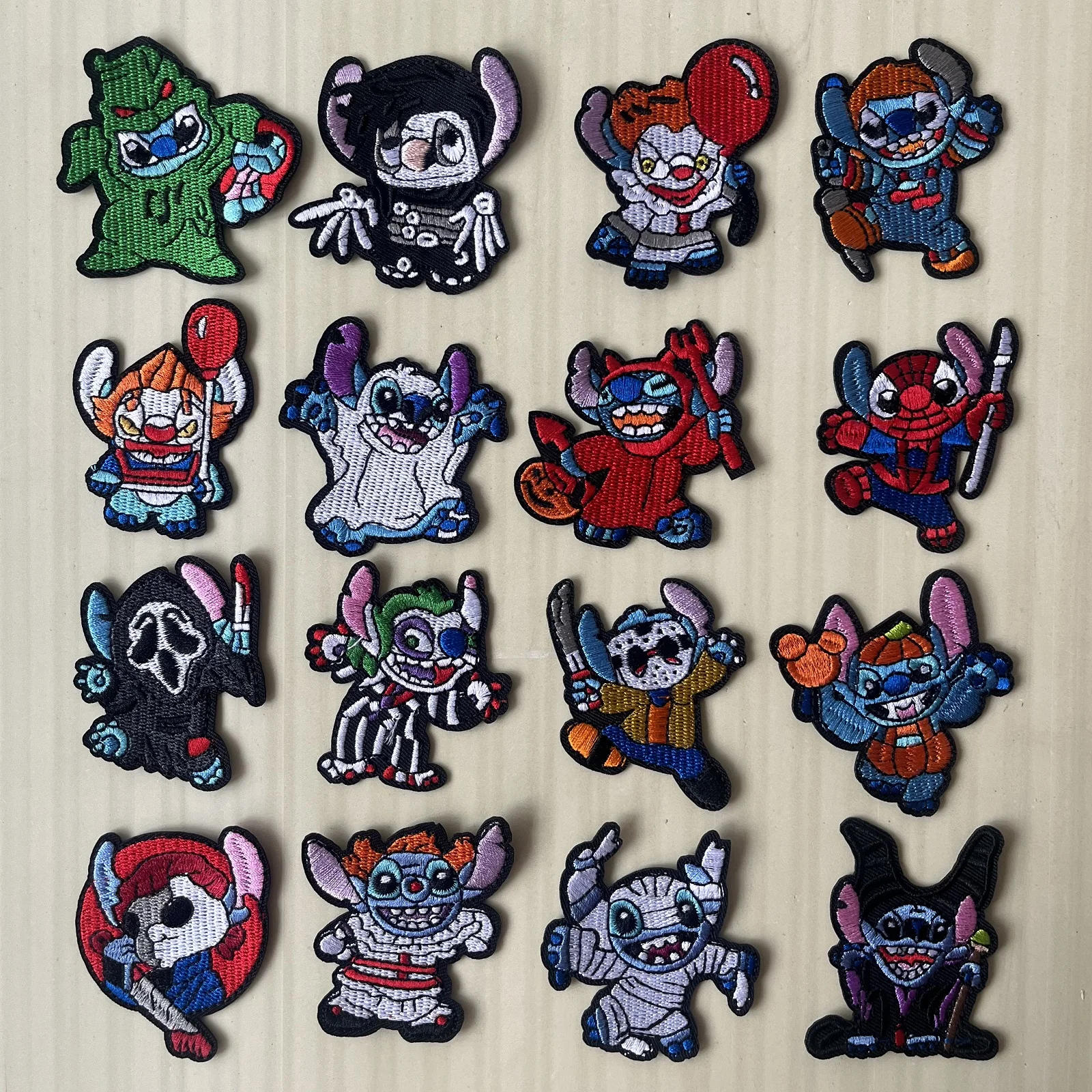 16Pcs Disney Stitch Anime Cute Alien Dog Iron on Embroidery Patches For on Sew Child Clothing Jeans T-shirt DIY Clothes Applique