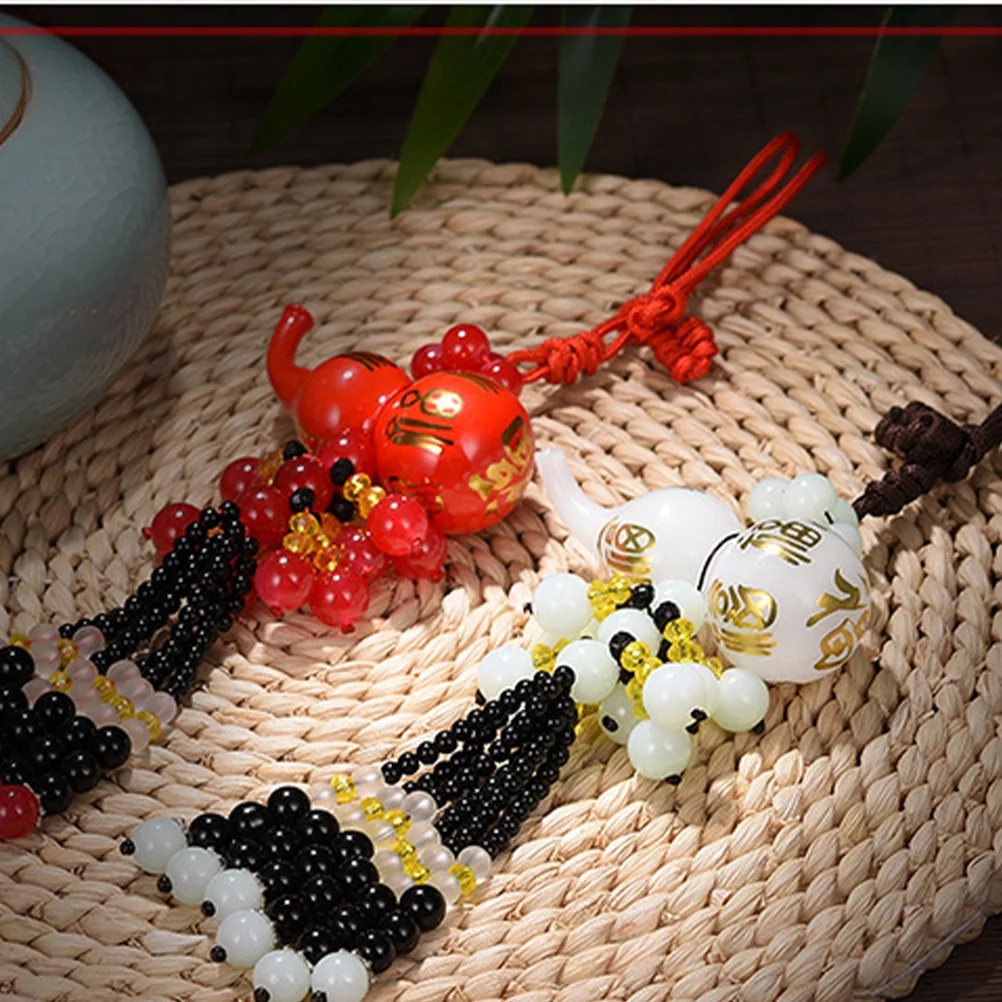 

1pc Ornament Crystal Gourd Pendant For Rearview Mirror Luxury Hanging Decor Auto Accessories Car Perfume Holder Rearview