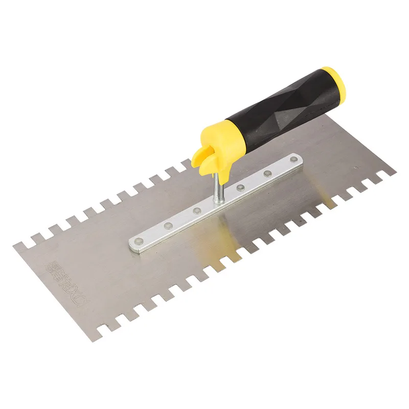 1Pc Stainless Steel Toothed Trowel Scraper Bricklayer Scraper Serrated Tile Tool For Wall Painting Wall Scraping Tool