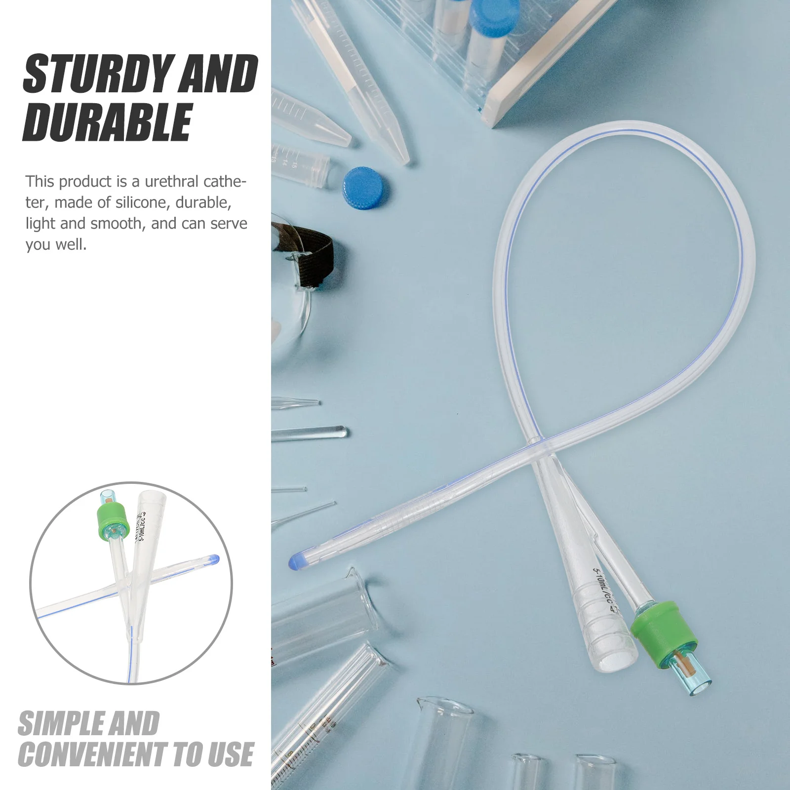 

Double Lumen Urinary Catheter Medical Grade Silicone Smooth Stainless Steel Tip Sterile Drainage Tube For Men Women