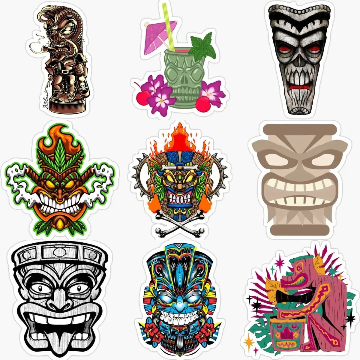 

Tiki Mask Native Totem Personalized PVC Waterproof Stickers Accessories for Decorate Car Van Wall Table Truck Off-road Camper