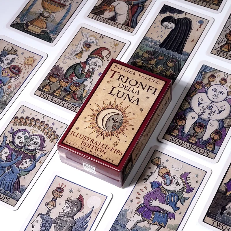 Trionfi della Luna Tarot 78 Card Deck with PDF Guidebook Fortune Telling Card Game Travel Cersion Reversed Chakra Planet Zodiac