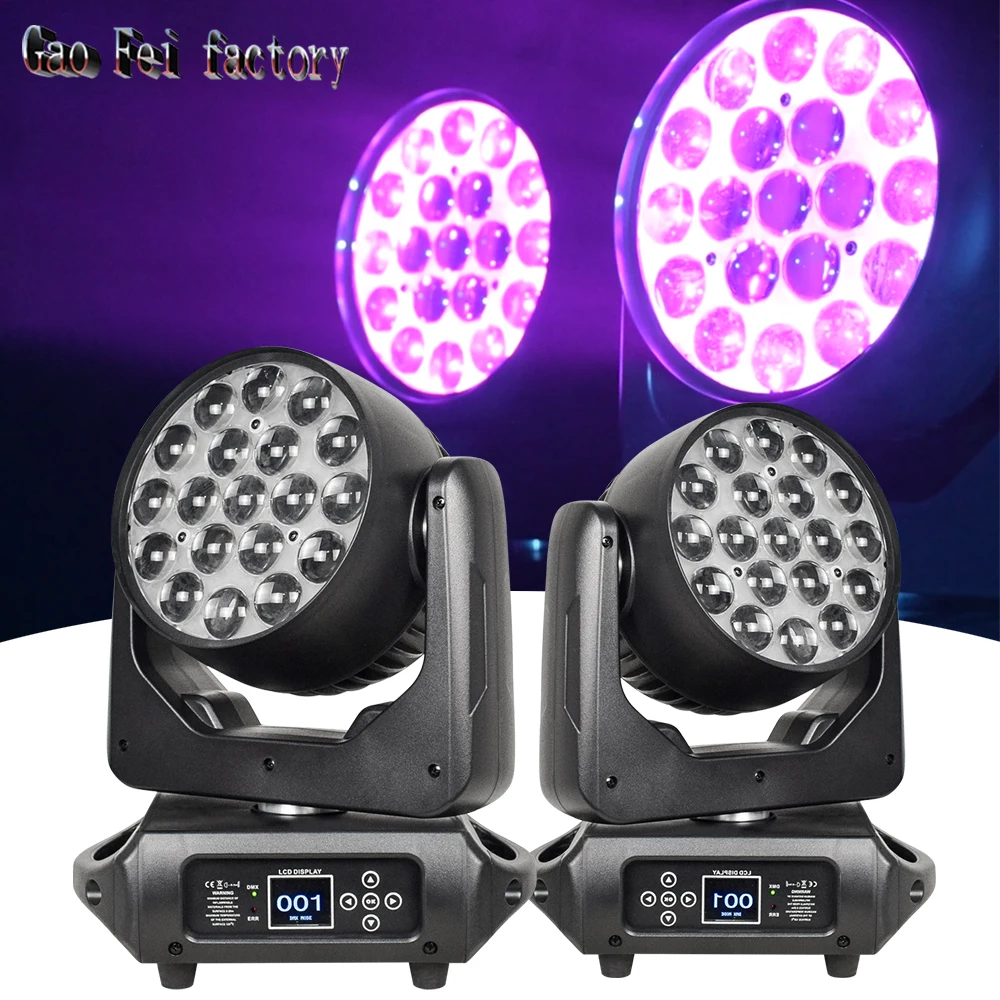 Led 19x15W RGBW Beam Wash Zoom Light Moving Head DMX512 Professional Lyre DJ  Bar Stage Machine For Party Disco Theater