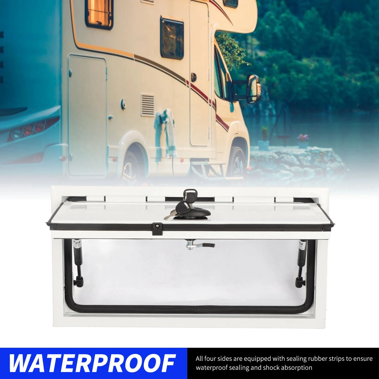 باب تخزين حجرة تخزين RV 24x12 بباب مربع عالي التحمل مع شريط دعم وقفل أمان للمقطورة المتنقلة #1