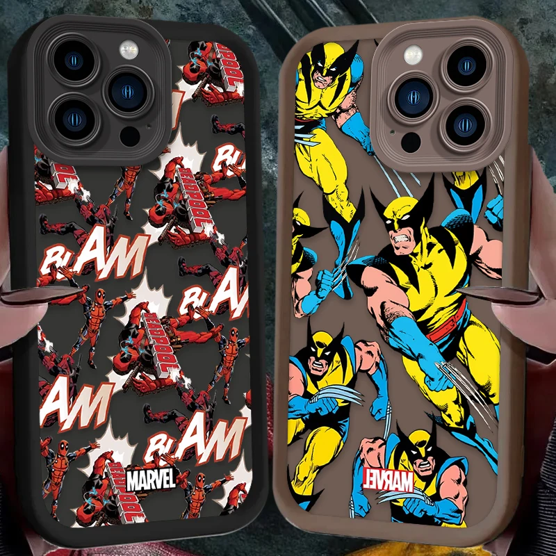 Marvel Deadpool Wolverine  Liquid Silicone Case for iPhone 15 14 13 12 11 Pro Max XS X XR 8 7 6S Plus SE 2020 Shockproof Cover