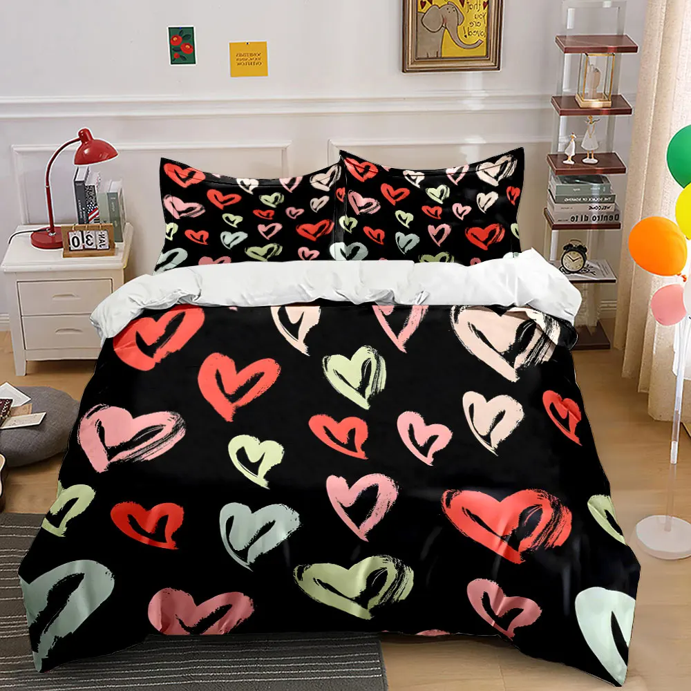 

Classic "Romantic Heart Pattern Gift Set" kid's and adults' bedroom decor, Exquisite three-piece bedding set gift