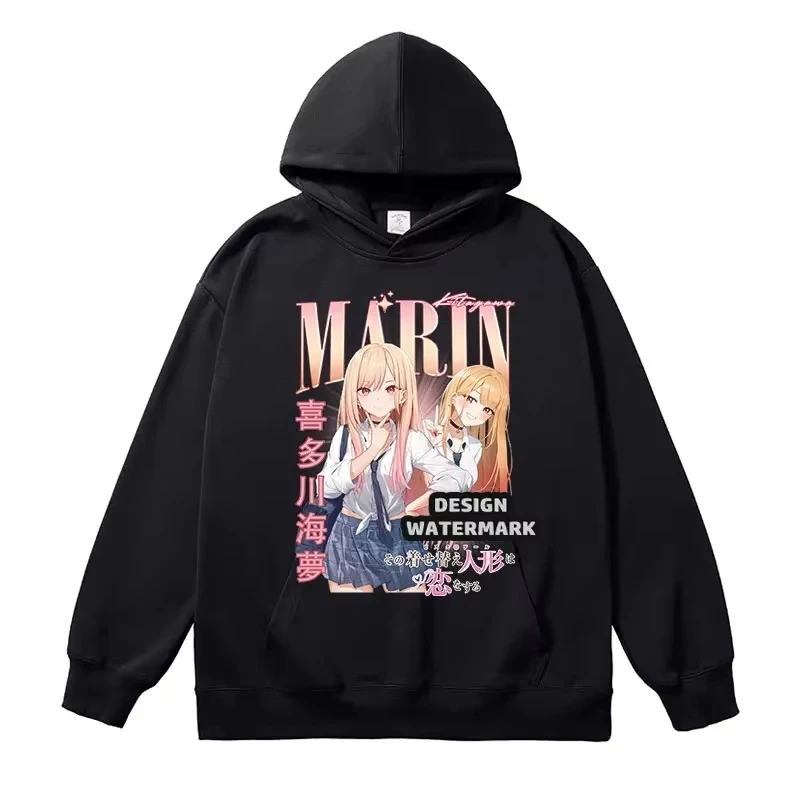 Anime My Dress Up Darling Hoodies Cartoon Kitagawa Marin Langarm-Cartoon-Hoodie, übergroß, Unisex, Fleece, warm, lässig, bedruckt, für Paare – Detail 2