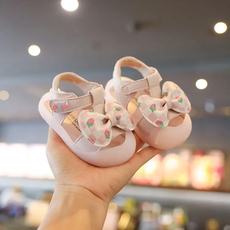 

2025 New Comfortable Baby Leather Bow Sports Sandals, Cute Outdoor Girls' Sandals