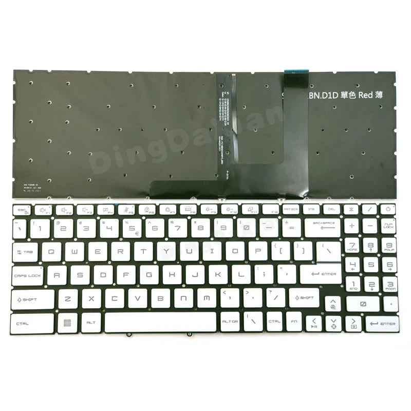 

Новая белая клавиатура с подсветкой (US) для MSI Sword 15 A11SC A11UC A12VE A12UD, Sword 17 A11SC A11UD A12UD A12UE A12VF MS-1585