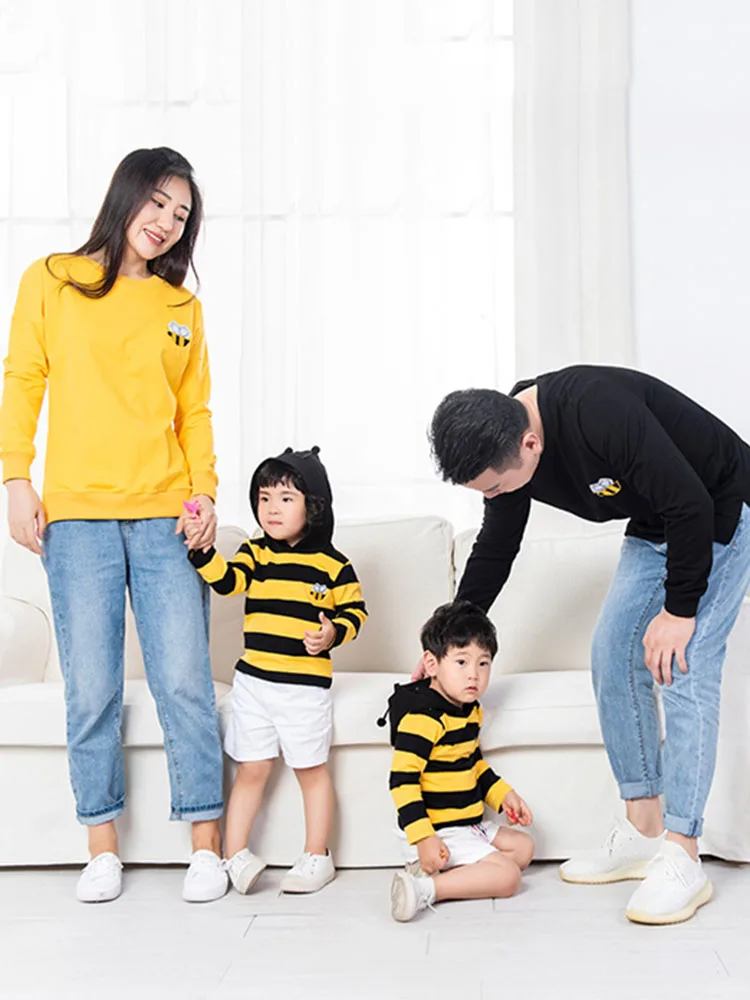 

Parent-child Sweater 2022 Spring and Autumn New Korean Version Pullover Mother-daughter Hoodie family outfit matching