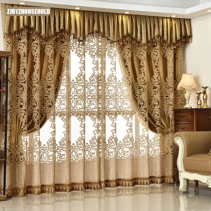 

New European-style Curtains for Living Dining Room Bedroom High-end Luxury Atmospheric Full Blackout Nordic Floor-to-ceiling