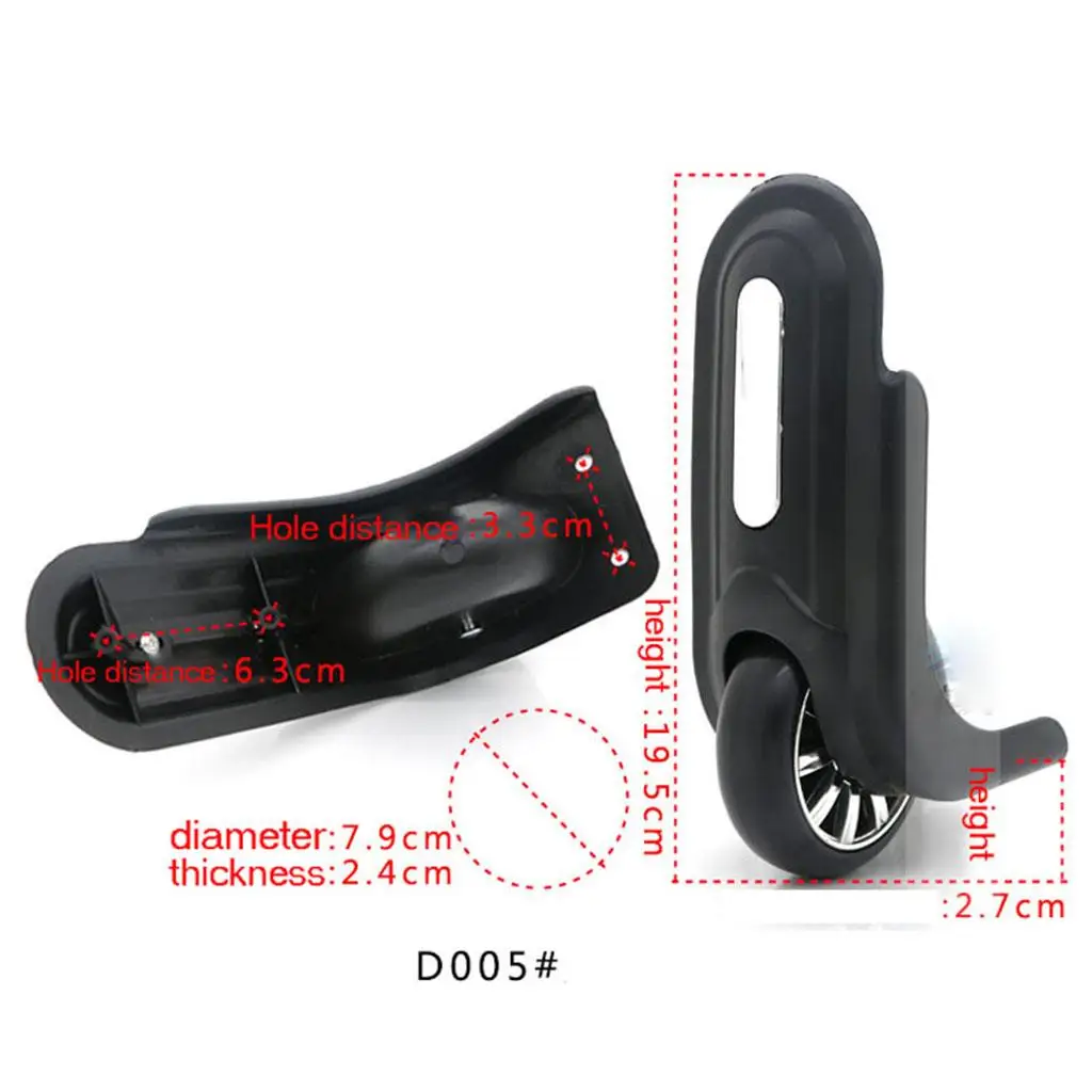 Image 6: Roues de remplacement pour bagages, matériau PVC universel, roulettes pivotantes noires pour valises