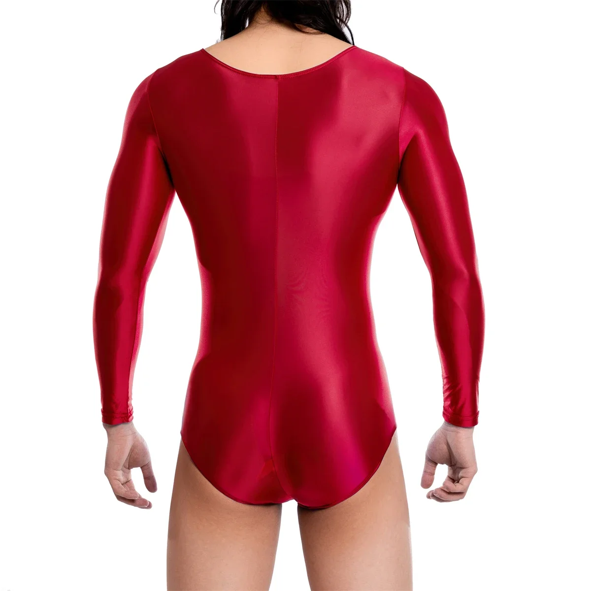 

Мужской масляный блестящий глянцевый прозрачный цельный комбинезон с длинными рукавами, боди для фитнеса, мужской комбинезон, спортивный купальник для тренажерного зала, йоги, эластичный купальник