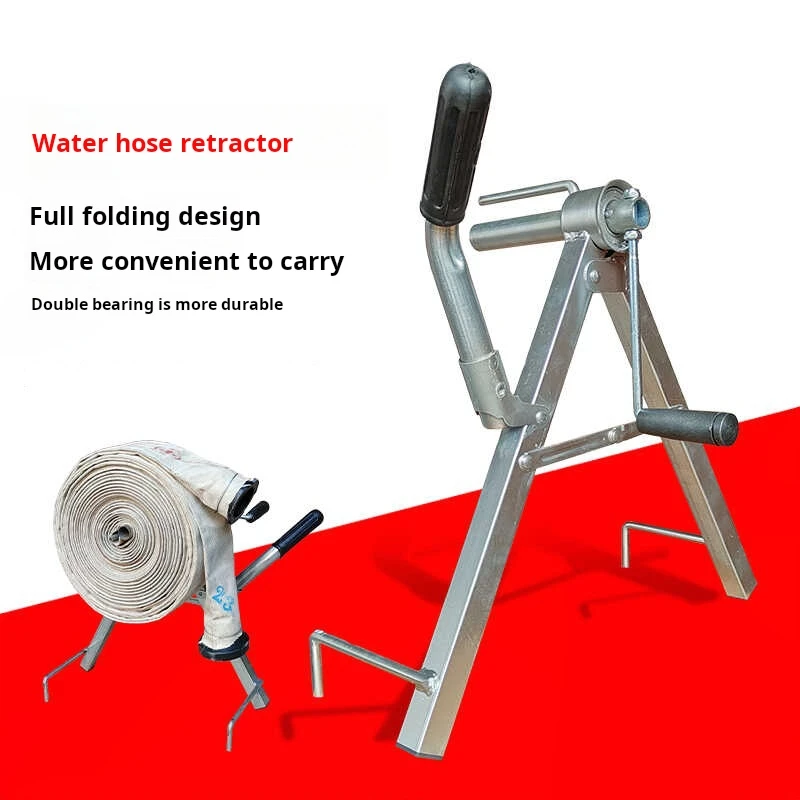 Portable Hose Reel Machine Foldable Manual Fire Hose Winder Agricultural Water Hose Winding Rack Storage Tools