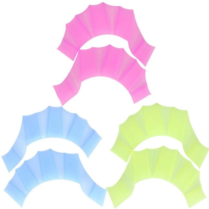1/2 pares de aletas de natación de silicona para adultos y niños, guantes de entrenamiento de estilo libre, equipo de natación estilo rana