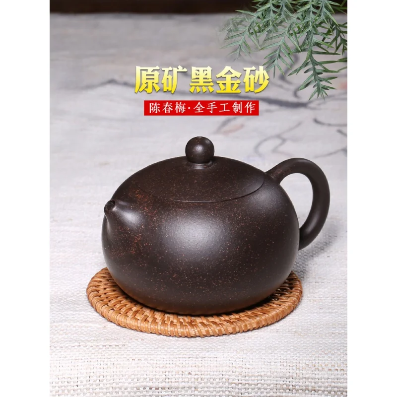 Zanghutianxia Yixing Zisha Teapot Set Handmade Teapot Single Household Tea Set Black Galaxy Xi Shi Pot