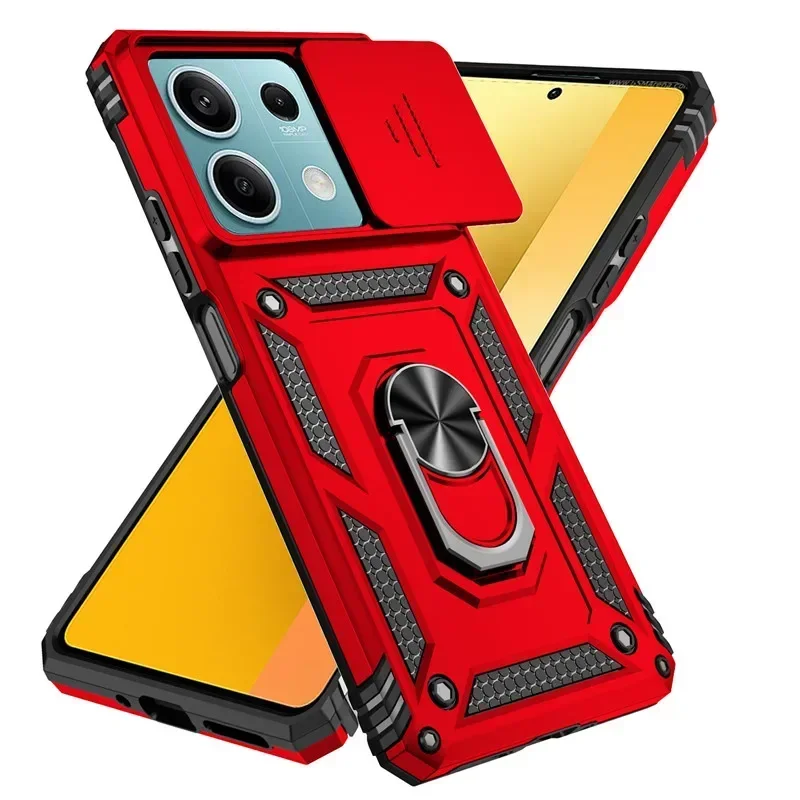 For Redmi Note 13 Pro Plus Note13 4G 5G Camera Shockproof Armor Case 13C 12 12S 12C 4G 5G Car Magnetic Holder Ring Protect Cover