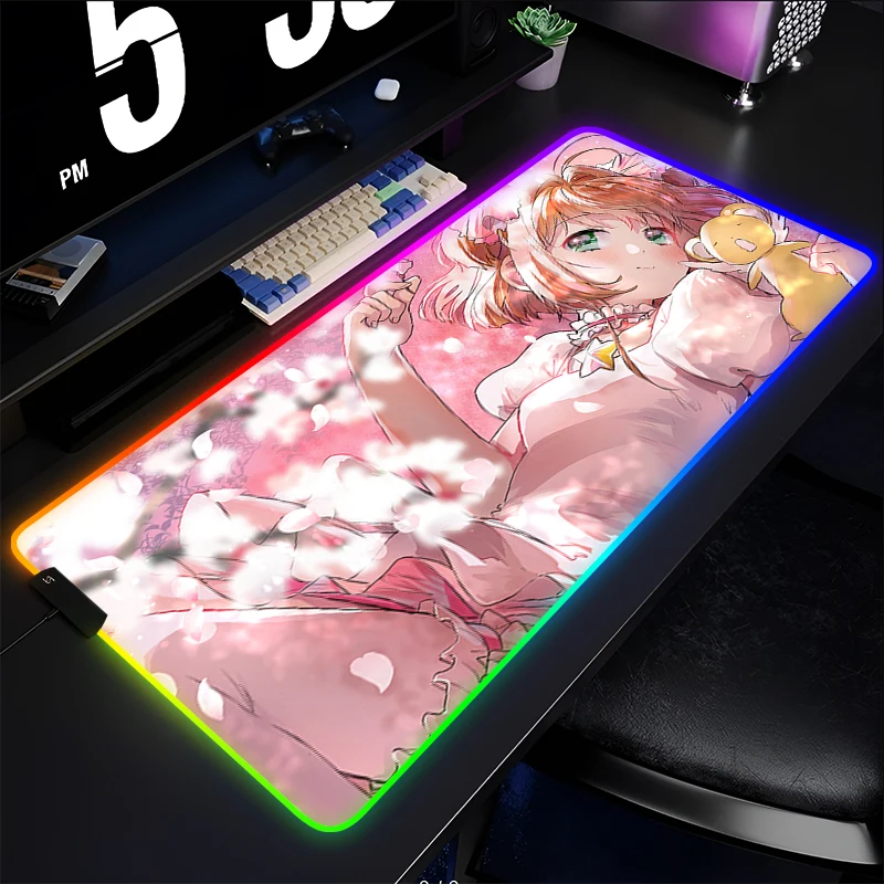 

Kawaii коврик для мыши аниме милая девушка геймер RGB компьютерная карта Captor Sakura настольный коврик светодиодный коврик для клавиатуры игровые аксессуары коврик для мыши