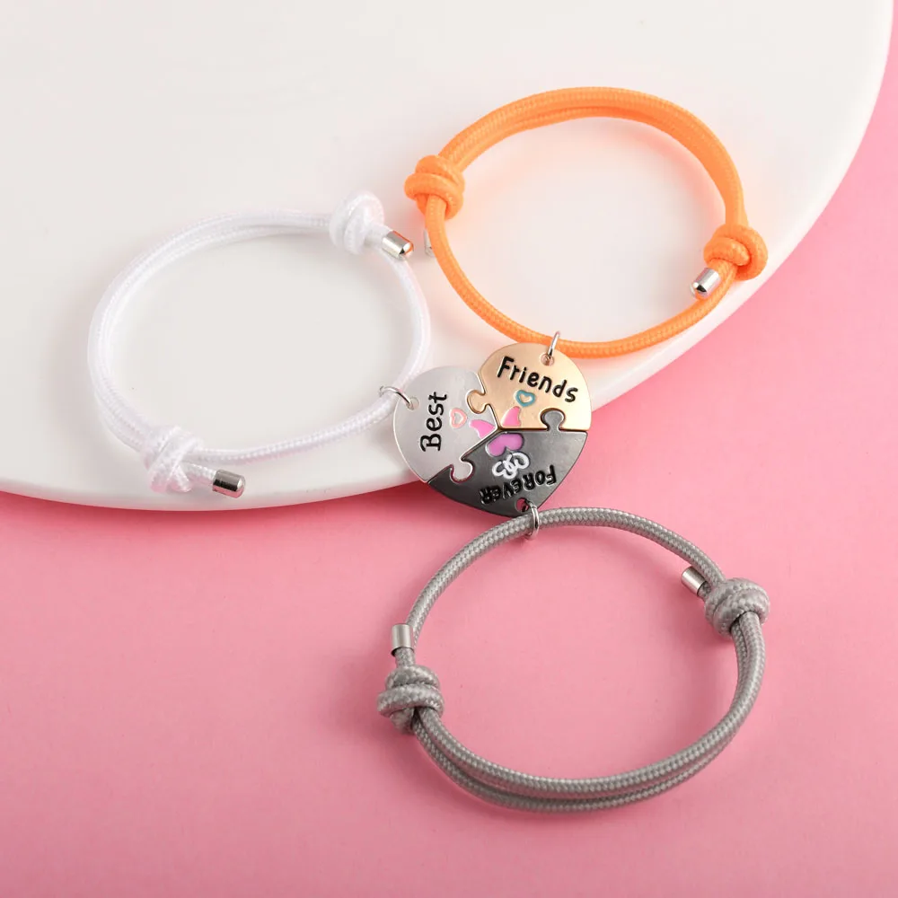 Lovecryst 3 قطعة/المجموعة الأزياء على شكل قلب خياطة أفضل صديق للأبد سوار BFF الصداقة مجوهرات هدايا للفتيات #2