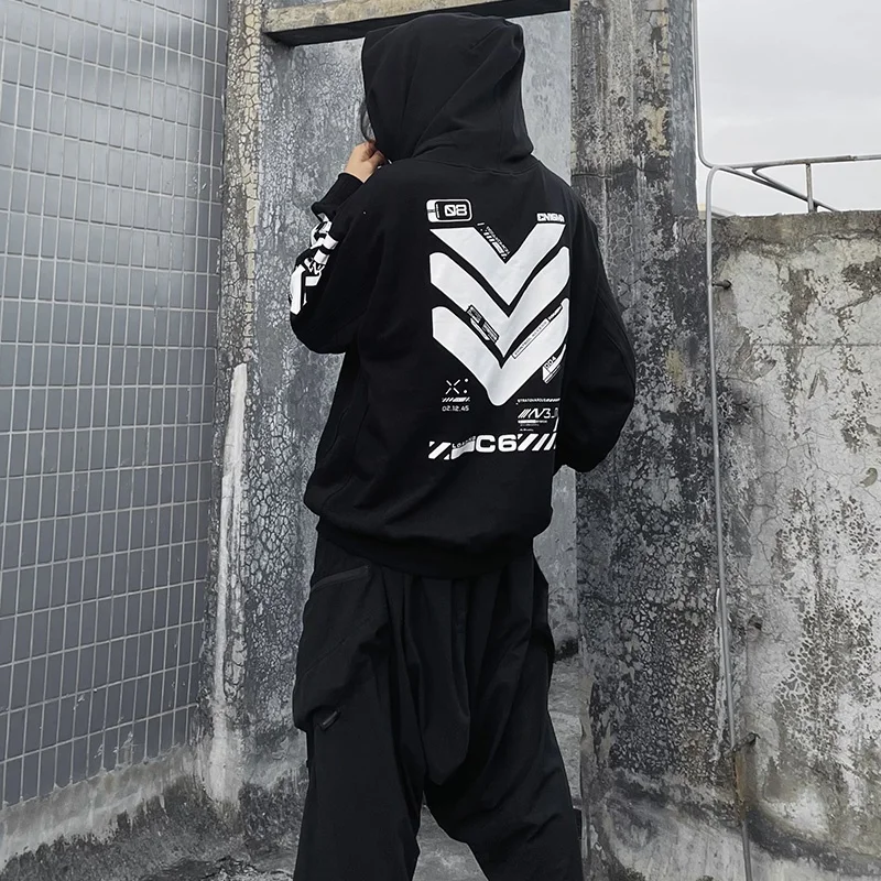 2024 Men Original Design Futurn Technology Design Sense Tactical Hoodies Y2K High Street Punk Style Long Sleeve Techwear Tops