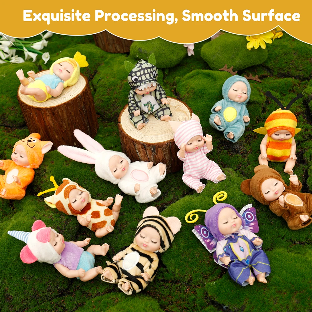 ชุดตุ๊กตาเด็กทารกหลับตา 6-12 ชิ้น ของเล่นตุ๊กตาเด็กทารกขนาดเล็กน่ารัก ชุดของเล่นตุ๊กตาเด็กทารกหลับตา ของขวัญวันเกิด วันคริสต์มาส สำหรับเด็กผู้หญิง