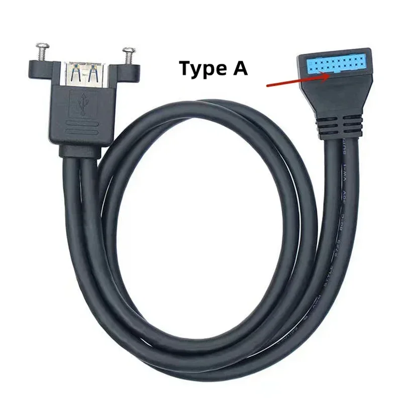 Motherboard USB 3.0 Right Angle Connector 19/20Pin to 2 USB-A Female Port Internal Extension Cable for Desktop PC Computer