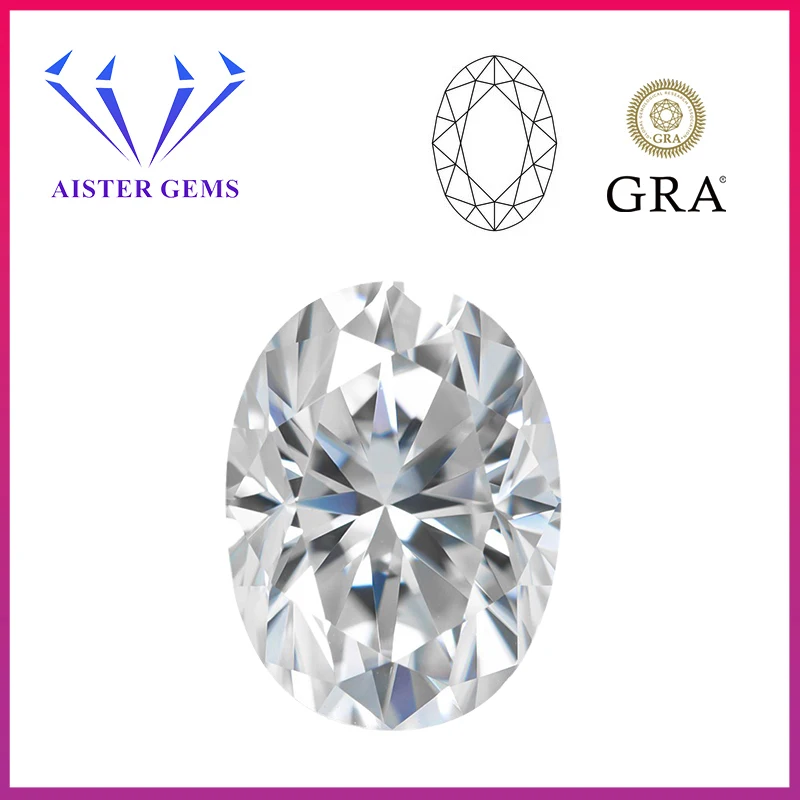 Real D Color Oval Shape Moissanite Diamonds with Certificate VVS1 Loose Gemstones Pass Diamond Tester with GRA Report