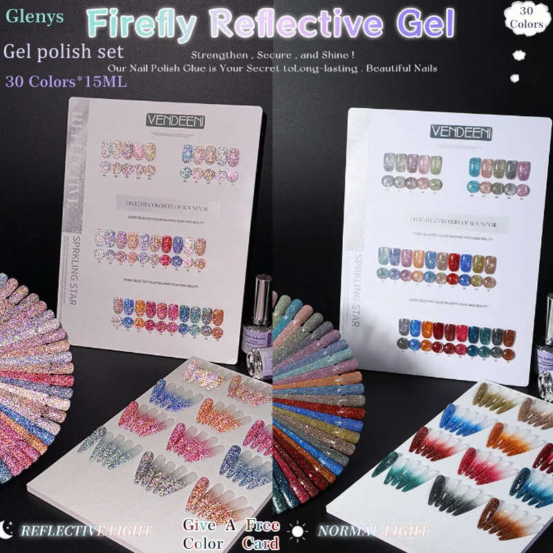 Glenys 30 color nail polish gel net red popular shining beauty soaking gel factory direct sales nail salon nail art varnish set