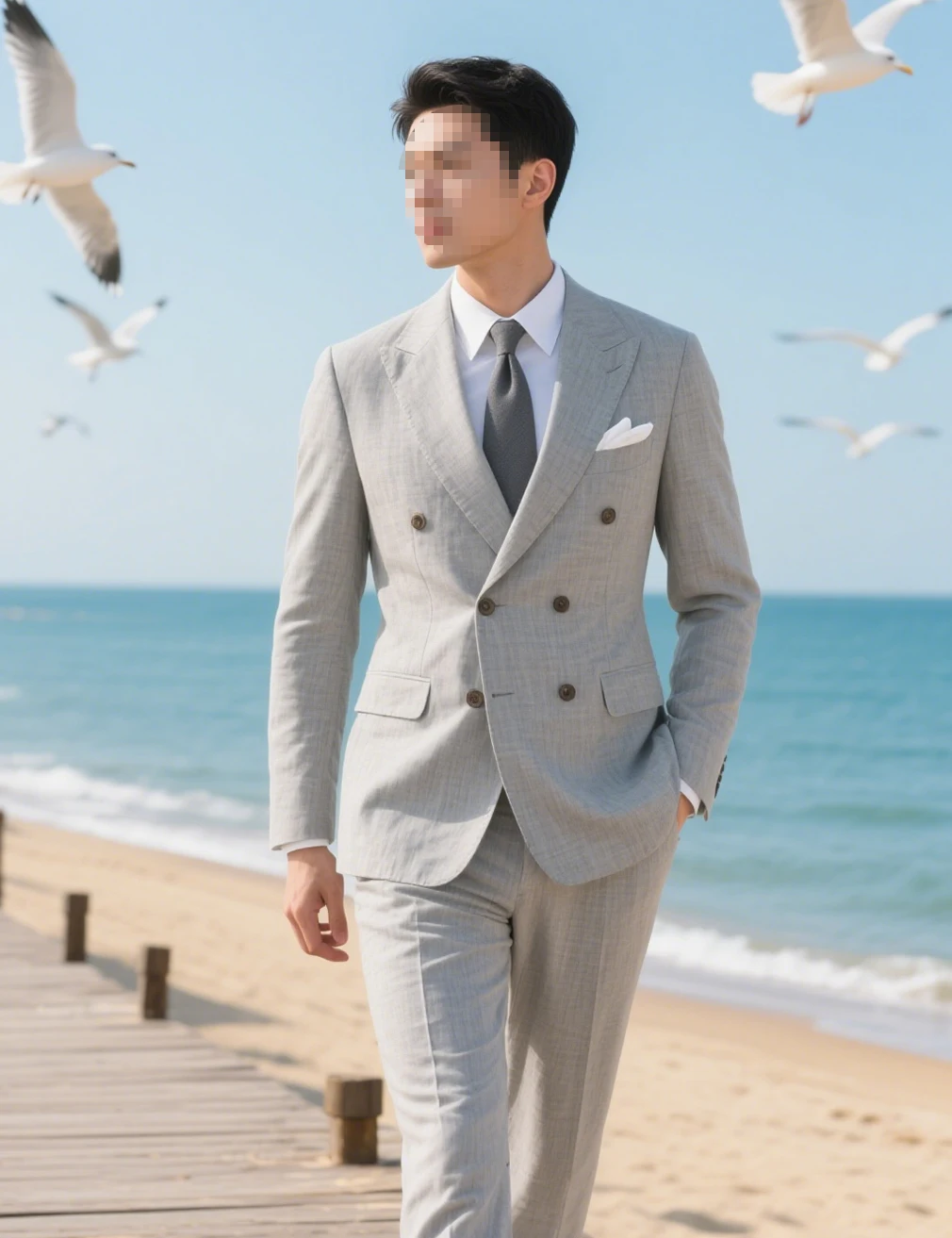 

2 Pieces Blazer Pants Set Linen Suit Tailored Suits Pocket in A Slot Men‘s Designer Clothes Vest for Office Evening Party