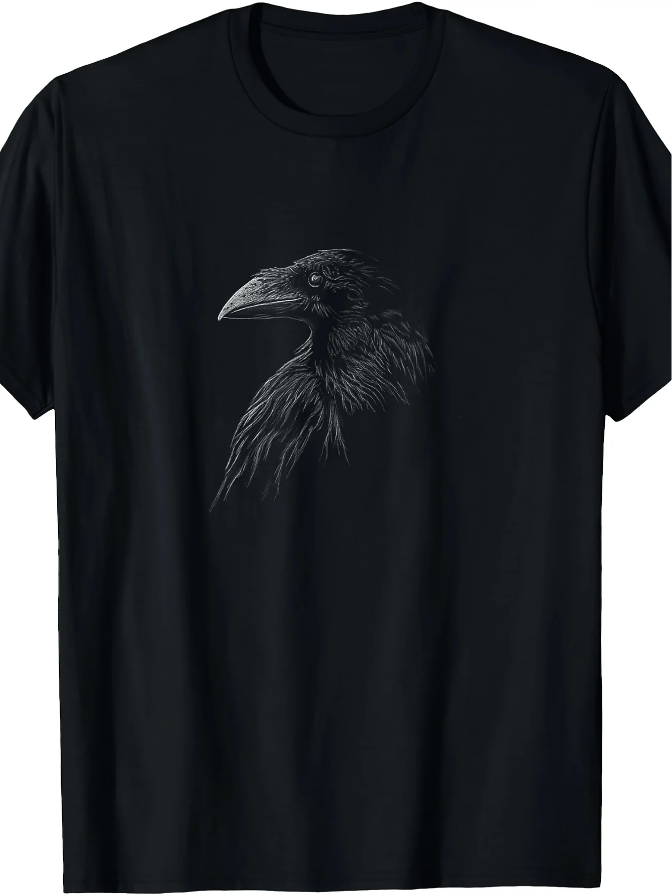 Small Mystical Black Raven Illustration Crow Artwork T-Shirt