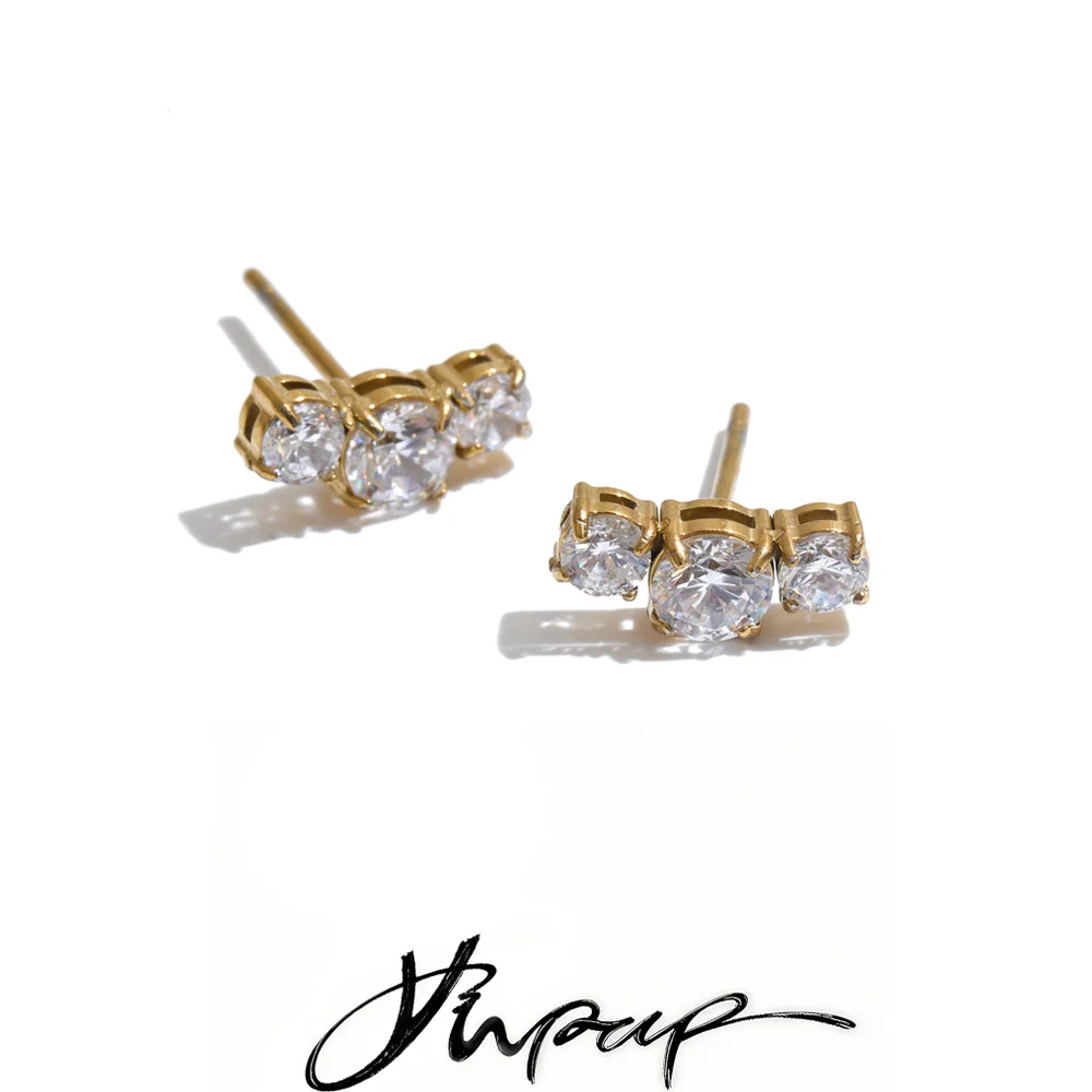 Yhpup Edelstahl-Ohrstecker mit Zirkonia, antiallergisch, für den täglichen Gebrauch, frisch glänzend, fantasievoll, zierlicher Schmuck, Geschenk
