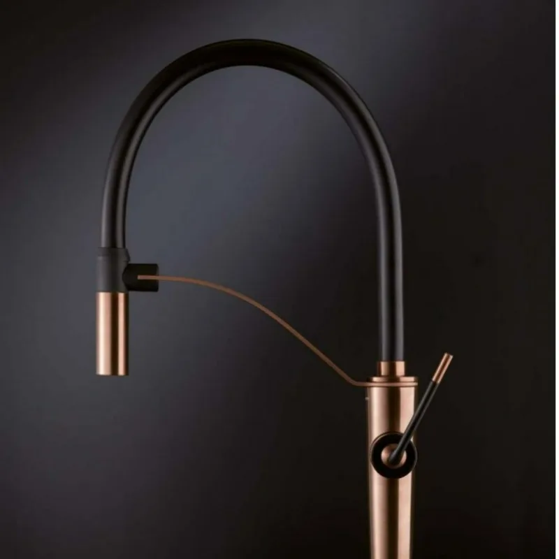 Gun Gray Kitchen Faucets Brass Mixer for Kitchen Sink Single Lever Pull Out Spring Spout Tap Hot Cold Water 304 Stainless Steel