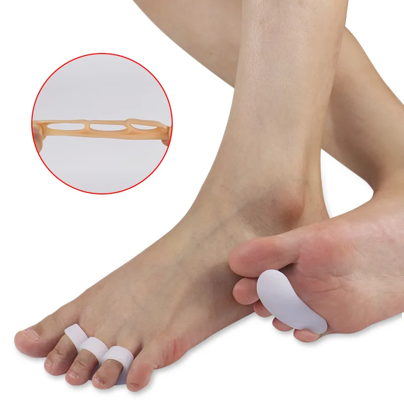 4pcs=2pair Three Holes Silicone Bunion Foot Care Straightener Orthopedic Toe Separators Finger Correction Spreader Protector Pad