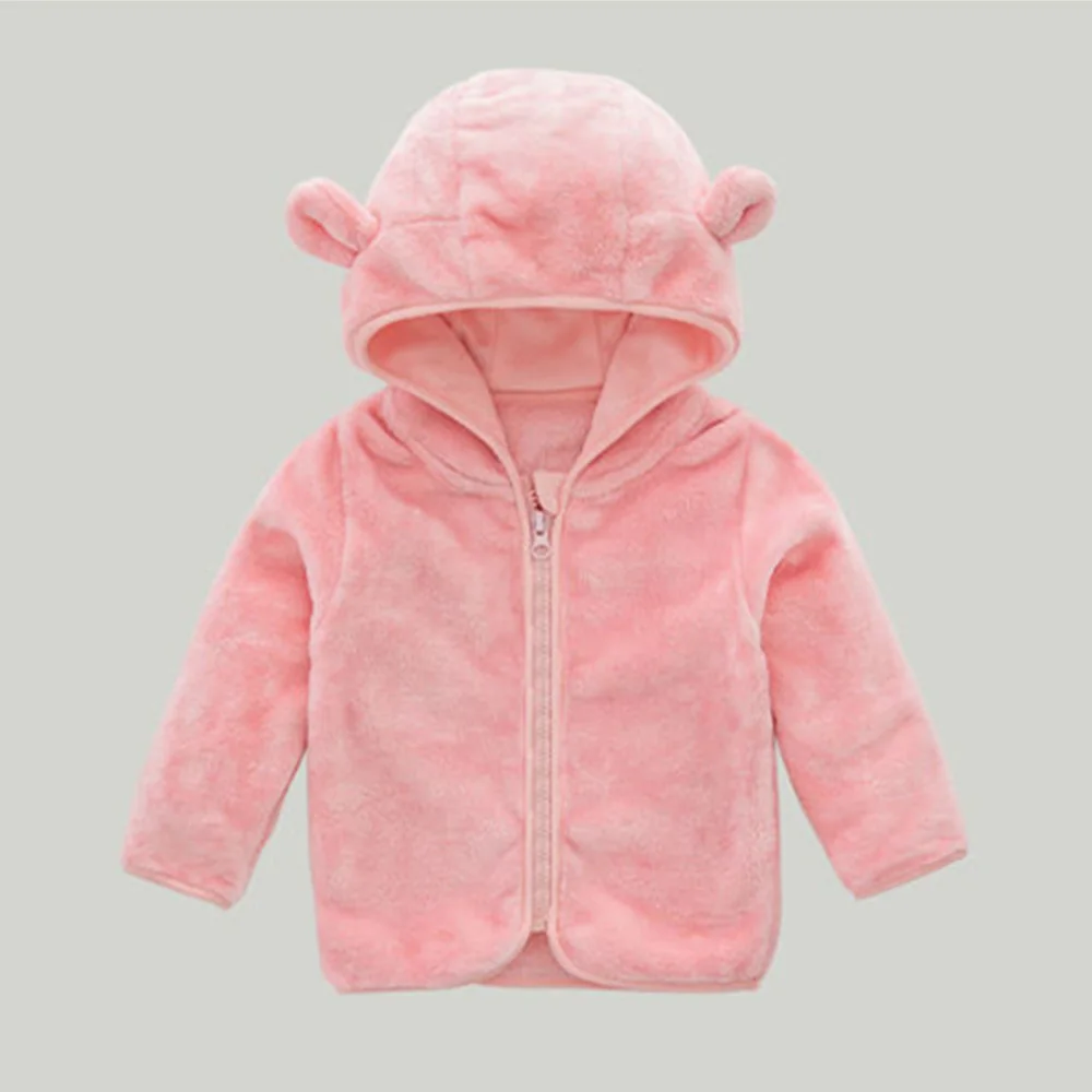 Spring and autumn clothing children\'s hooded teddy bear girl cute ears double-sided plush jacket warm fur sweater jacket