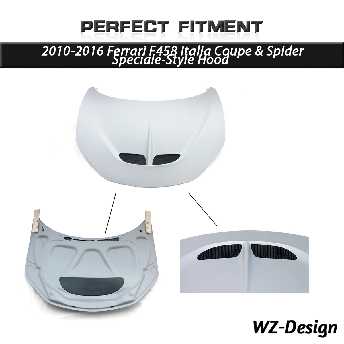 

Крышка капота из стекловолокна FRP в стиле Speciale для Ferrari F458 Italia Coupe и Spider 2010-2016 годов, крышка двигателя