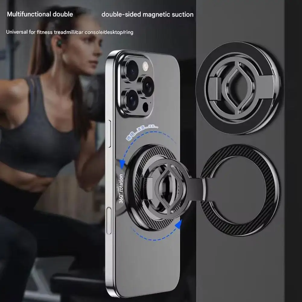 

Двусторонний магнитный держатель для мобильного телефона с 360° ° Вращающийся портативный ремешок для рюкзака для IPhone 17, 16, 15, Android, тренажерный зал, автомобиль Ho R9E1