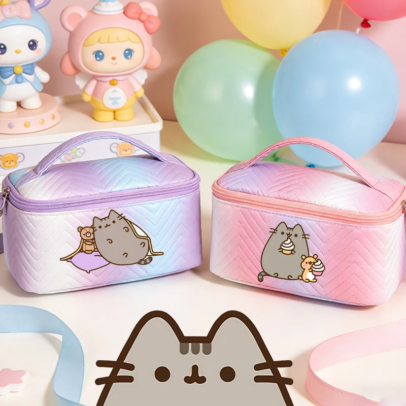 

Cute Pusheens Makeup Bag Large Capacity Cosmetic Organizer Portable Makeup Clutch Travel Toiletry Bag Network Popular Anime Role