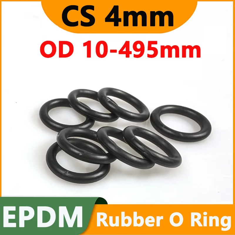 

CS 4mm OD 10-495mm EPDM Rubber O Ring Acid Alkali Water and Friction Resistance O-Ring Seals Sealing Washer Gasket ID 2-487mm
