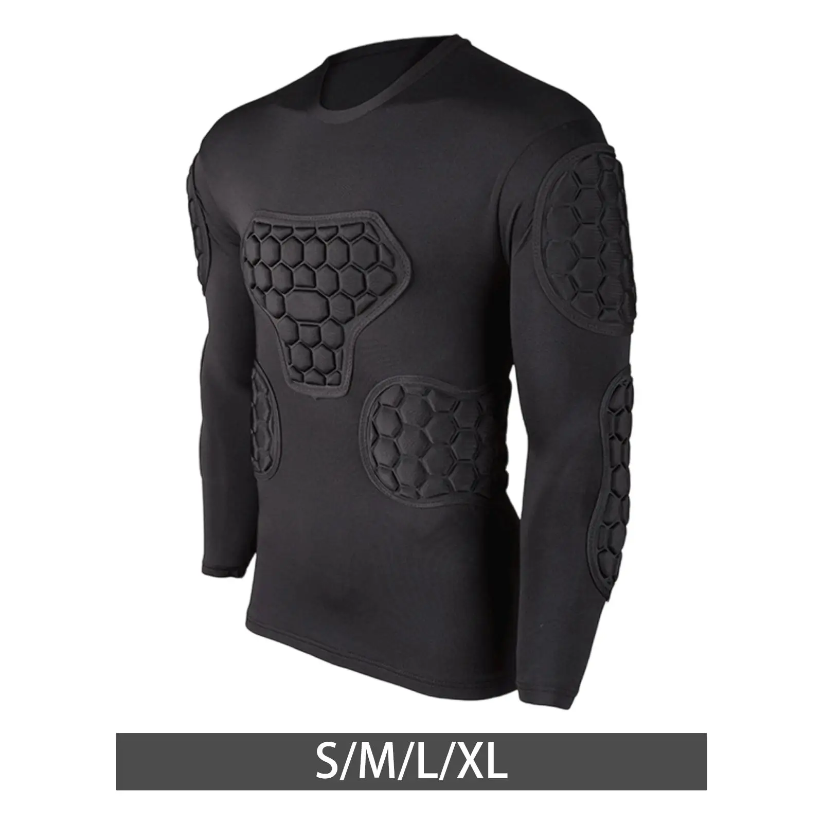 Camisa de compressão de futebol acolchoada masculina com proteção aprimorada de baço manga comprida