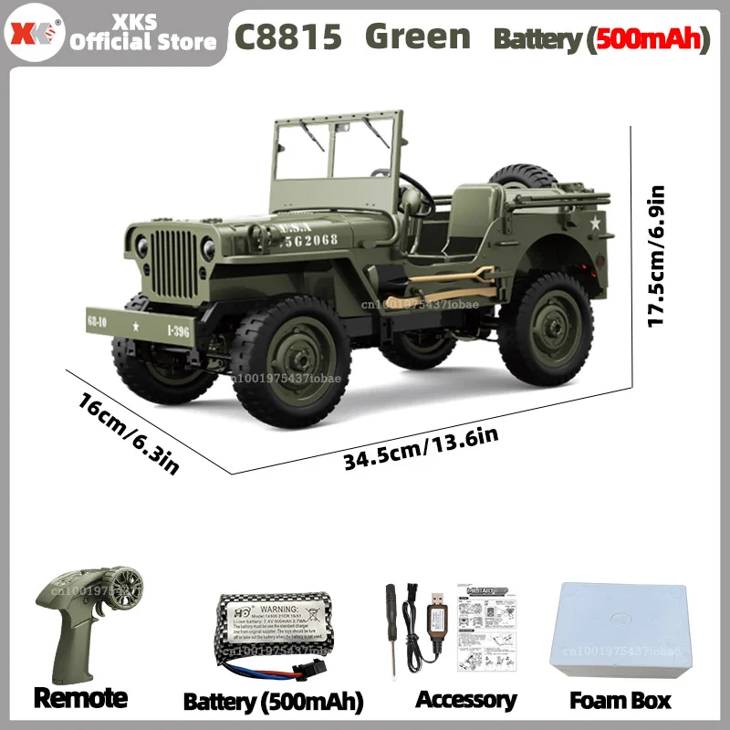 XKS JJRC C8815 1:10 Willys 1941MB schaal RC auto 2.4G 4WD afstandsbediening militair terreinwagen voor kinderen en volwassenen