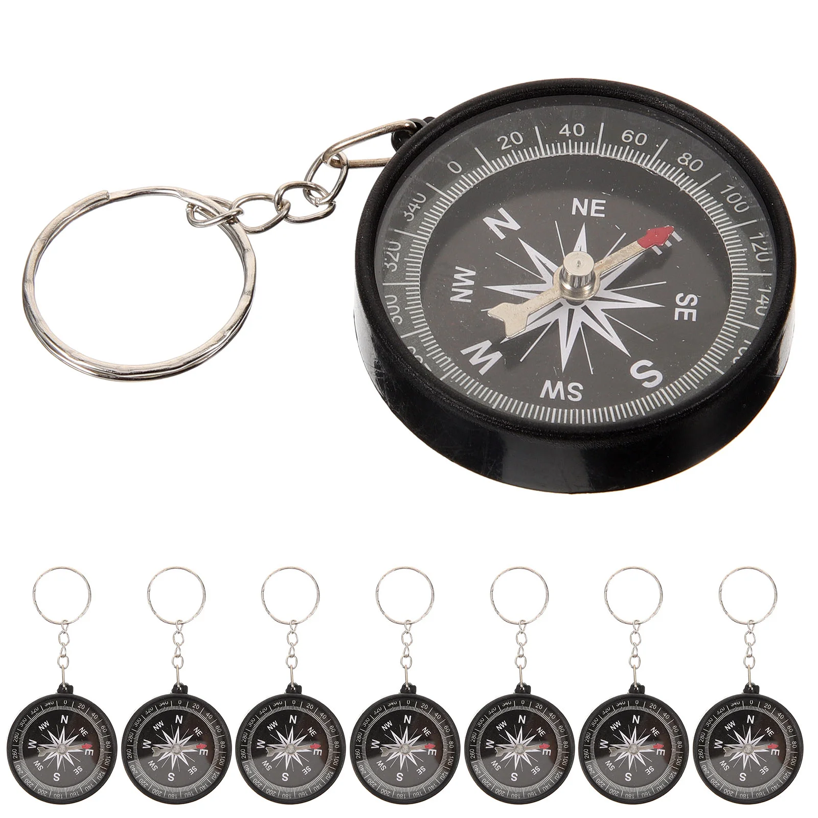 

12 Pcs Pirate Compass with Keychain Compass Key Chain Key Ring Bag Pendant Handbag Jewelry Children Gifts (Black)