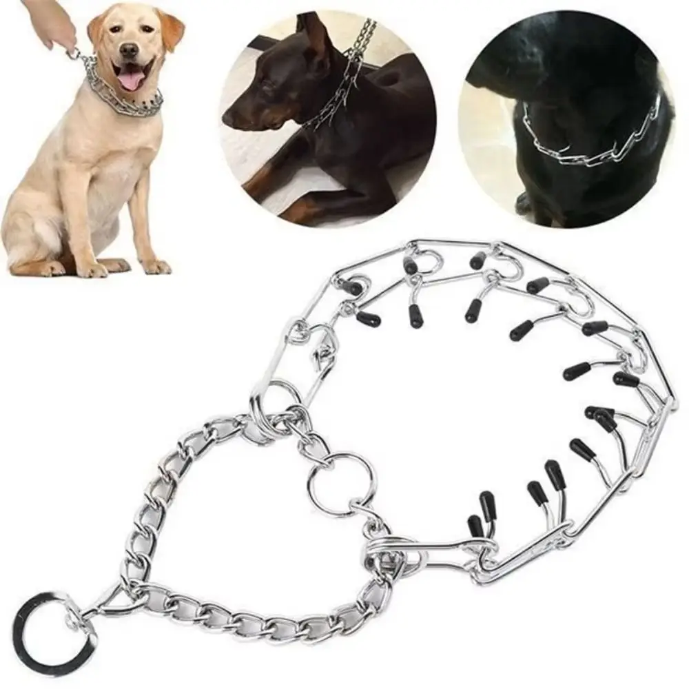 

Adjustable Dog Training Chain Rubber Tips Quick Release Buckle No Pull Collar Detachable Safe Design Prong Choke Collar