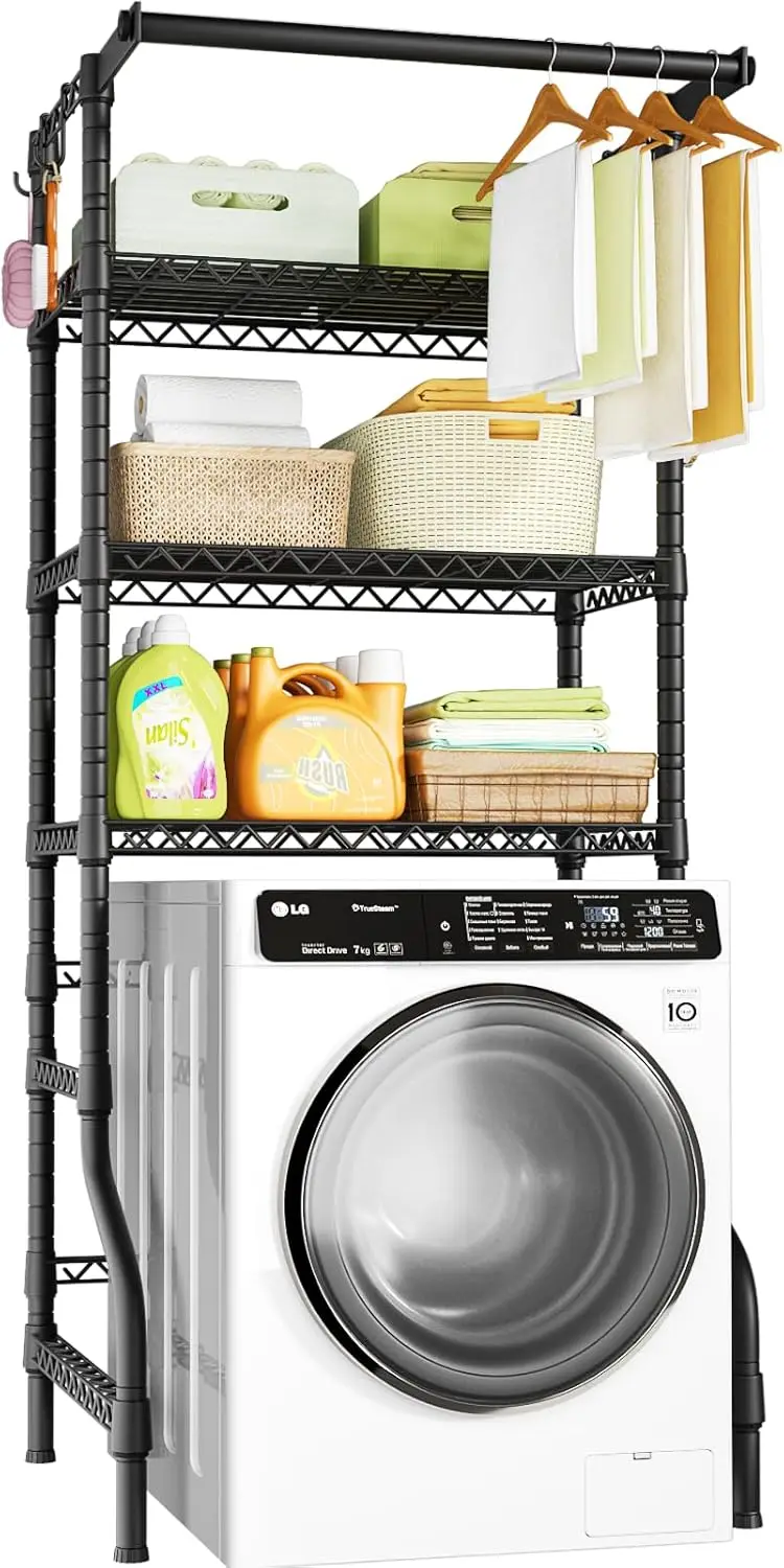 

U11 Medium Over Washer And Dryer Shelves, 3 Tiers Laundry Room Storage And Organizer Standing Shelf, Metal Freestanding Clothes