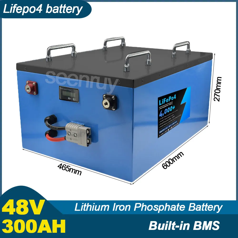 48V 300AH Lifepo4 With Charger 200A 300A Lithium Iron Phosphate Battery Perfect For Inverter Golf Cart Tricycle Electric Vehicle