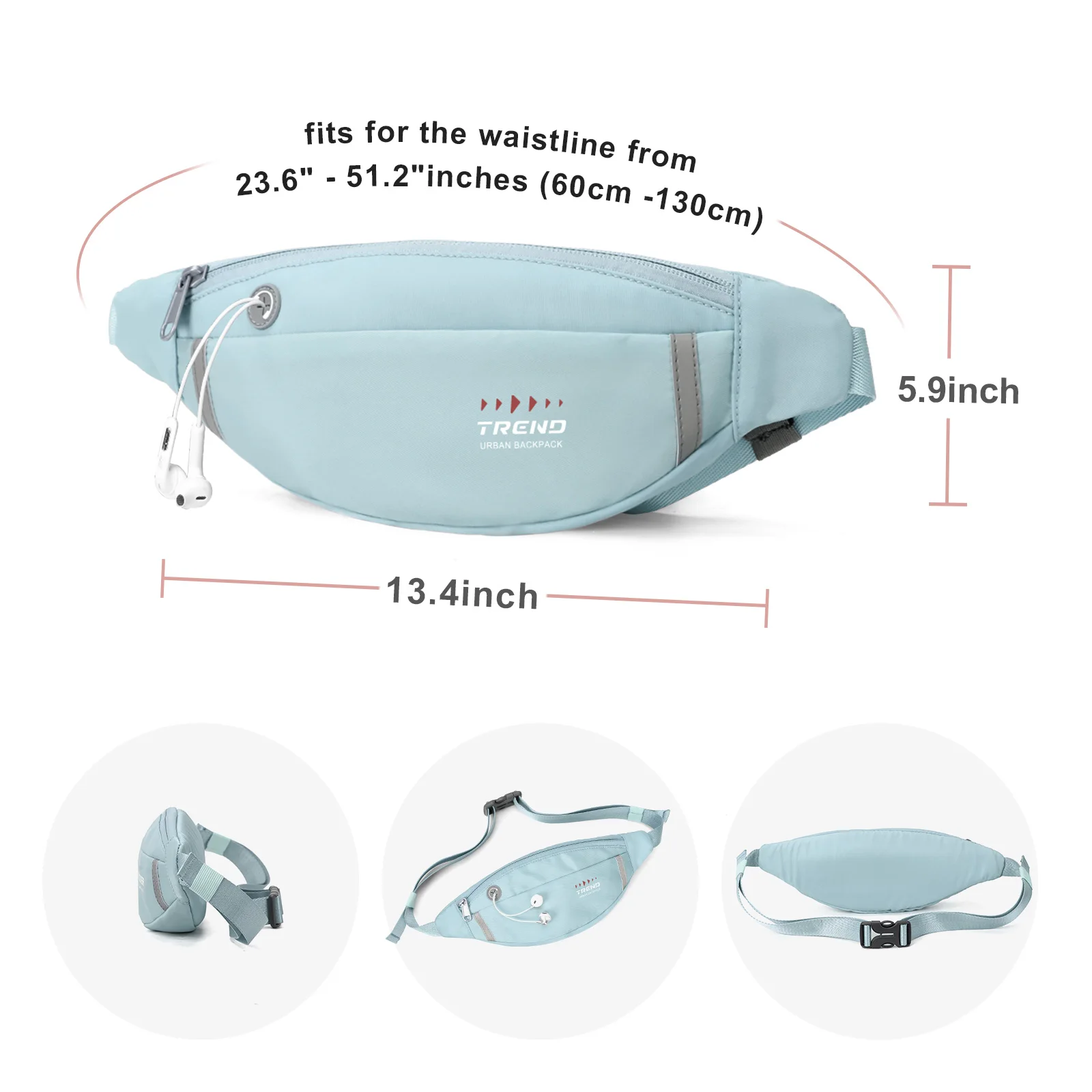 Water Resistant Waist Bag Zipper Pockets Chest Bag Travel Hiking Outdoor Sport Holiday Mobile Wallet Package，Running Waist Pack - view 2