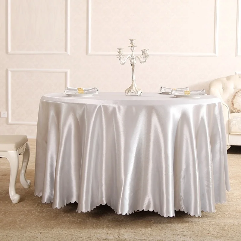 

Quality Thickening Satin Silver Round Table Cloth, Restaurant and Hotel Table Cover